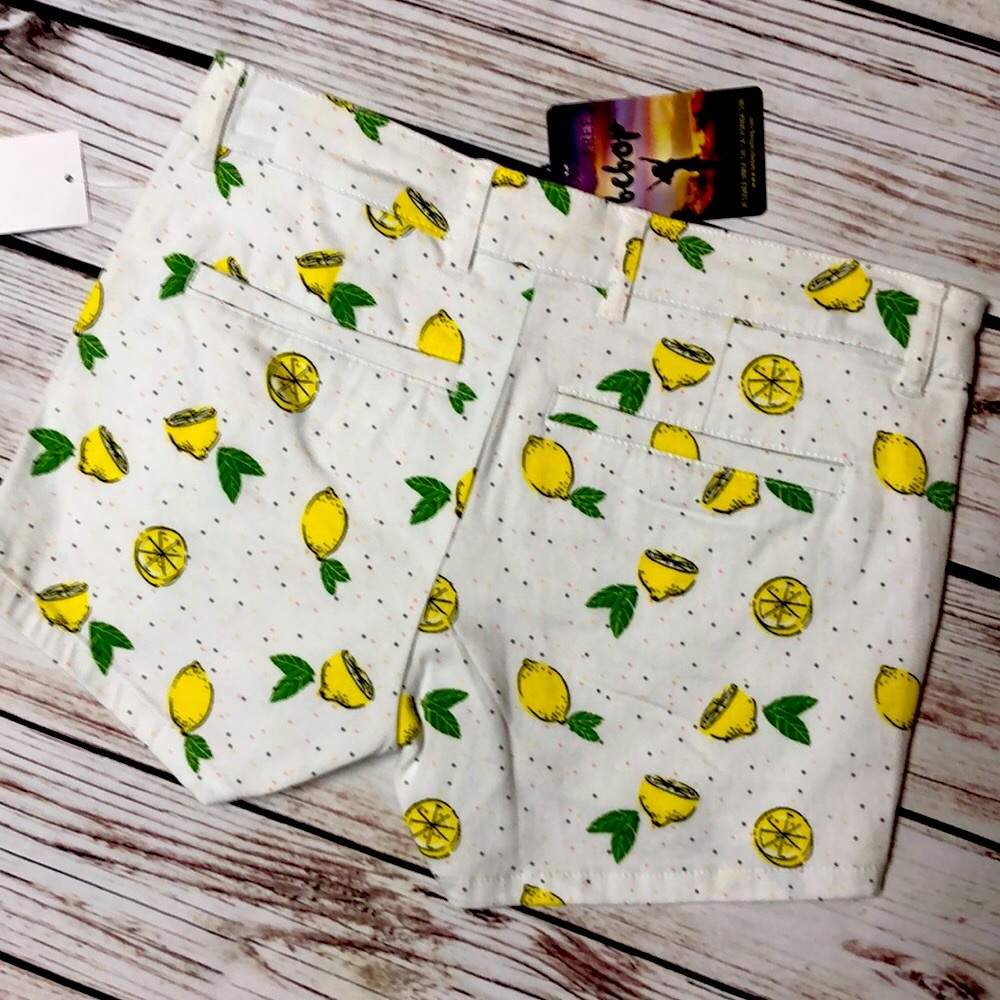 NWT BeBop Lemon Print White Short - Picture 3 of 5